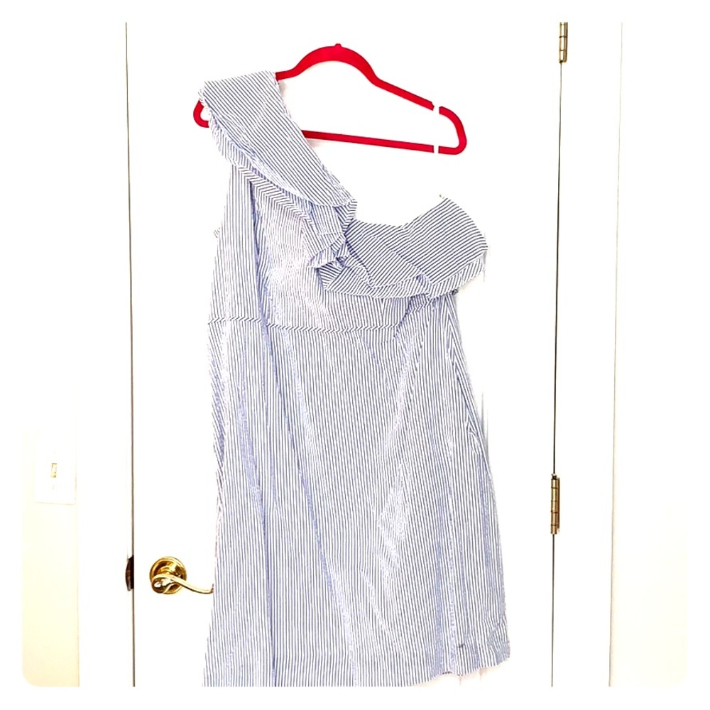 J. Crew One Shoulder Seersucker Dress